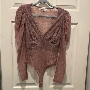 Haute Monde Pink Puff Sleeve Bodysuit‎